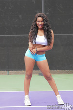 Sporty Ebony Babe Jenna Foxx Strips And Spreads 00