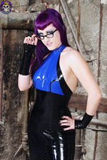 Purple Haired Goth In Latex 10