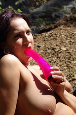 Vendy plays with her funbags outdoors 08
