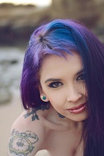 Purple Hair And Tattoo 00