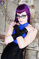 Purple Haired Goth In Latex 01