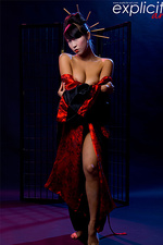 Sharon stripping in studio as a sexy geisha 04