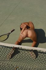 Chanel plays naked tennis at the beach 12