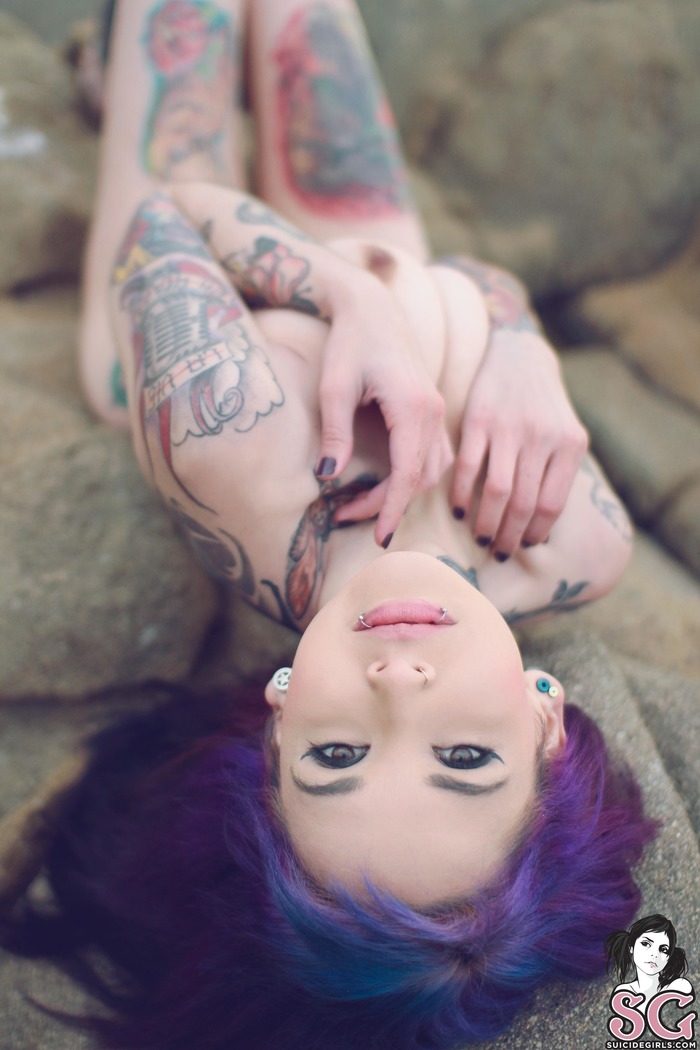 Purple Hair And Tattoo