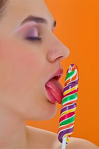 Naked Hottie Playing With Candy