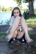 Beautiful Blonde Angel Spreads Pussy By The River 16